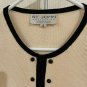 St John Zippered Vintage White Jacket Size 10 Black Buttons & Trim Medium Length