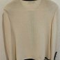 St John Zippered Vintage White Jacket Size 10 Black Buttons & Trim Medium Length