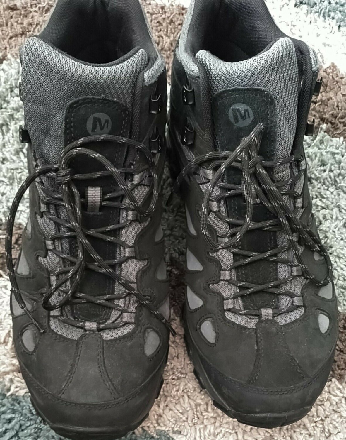 Merrell black Castle Gore-Tex Vibram Mens Size 11.5 W Wide Trail Hiking Shoes