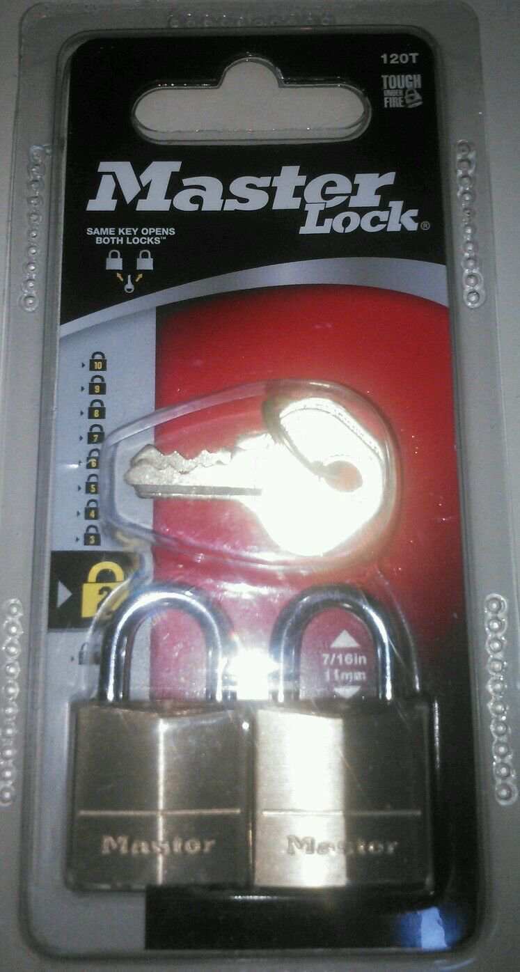 Master Lock 120T 3/4" Brass Padlock, 2pk