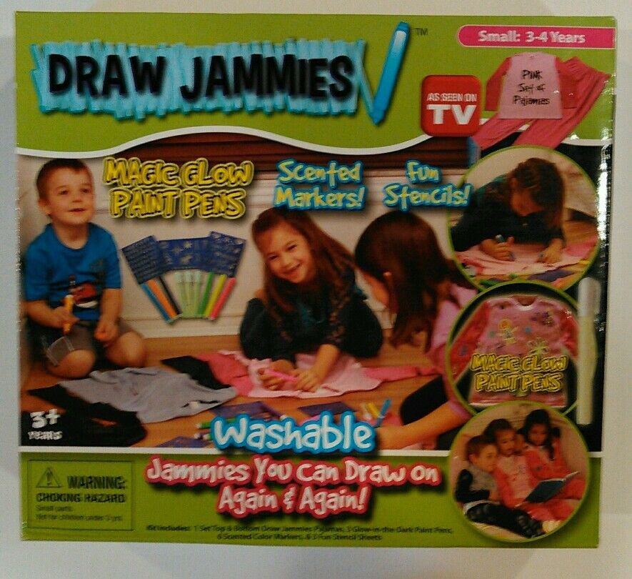 New Draw Jammies As Seen on TV Pink Girls Sm Washable Magic Glow Scented Markers