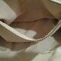 Beige Moschino Structured Canvas Shoulder Bag with Dark Brown Leather Trim gold