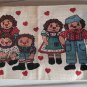 2 Vintage Raggedy Ann Andy Wall Hanging Burlap Tapestry Colors Hearts Tassle BG
