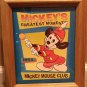 Unique Vintage MICKEY MOUSE Club Cardboard Picture UNDER GLASS wooden frame 1955