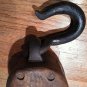 Union Hardware Torrington Conn USA Vintage Wood Block & Tackle Pulley METAL Hook