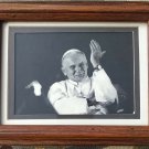 Framed picture of the Pope funny "FU" pose Catholic Christian hand gesture peace