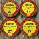 4 VINTAGE SCOTCH GLASS CLOTH ELECTRICAL TAPE NO 27 3M METAL PLAID TINs w/ ROLL