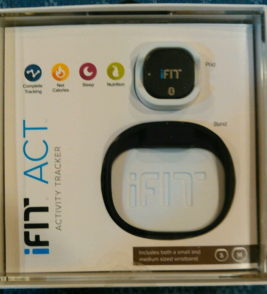 iFit Act Activity Tracker Bracelet s-m Black Two Size Rubber Bands pod and band