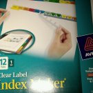 New Avery Clear Easy Apply label index Maker Divider 11404 12 Tabs 1 Set