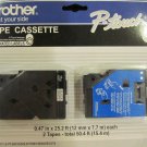 New 2 pack Brother TC20 TC-20 Black on White Tape Cassette P-Touch Labels 50 ft+
