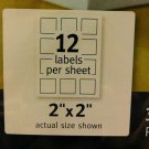 New AVERY WHITE SQUARE LABELS 22922 2" X 2" 12 per sheet 36 tot prints to edge New AVERY WHITE SQUARE LABELS 22922 2" X 2" 12 per sheet 36 tot prints to edge