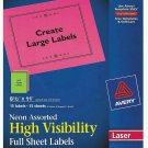 Avery Multi-Color Neon Laser Labels 5975 Full Sheet 8-1/2 x 11 15 Per Pack Sale