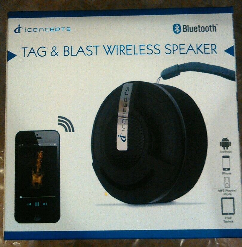 NEW ICONCEPTS BLUETOOTH TAG & BLAST WIRELESS BLACK BTSP-TAG