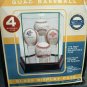 Steiner Quad Glass 4 Baseball Display Case With Wood Base & Mirrored Bottom nice