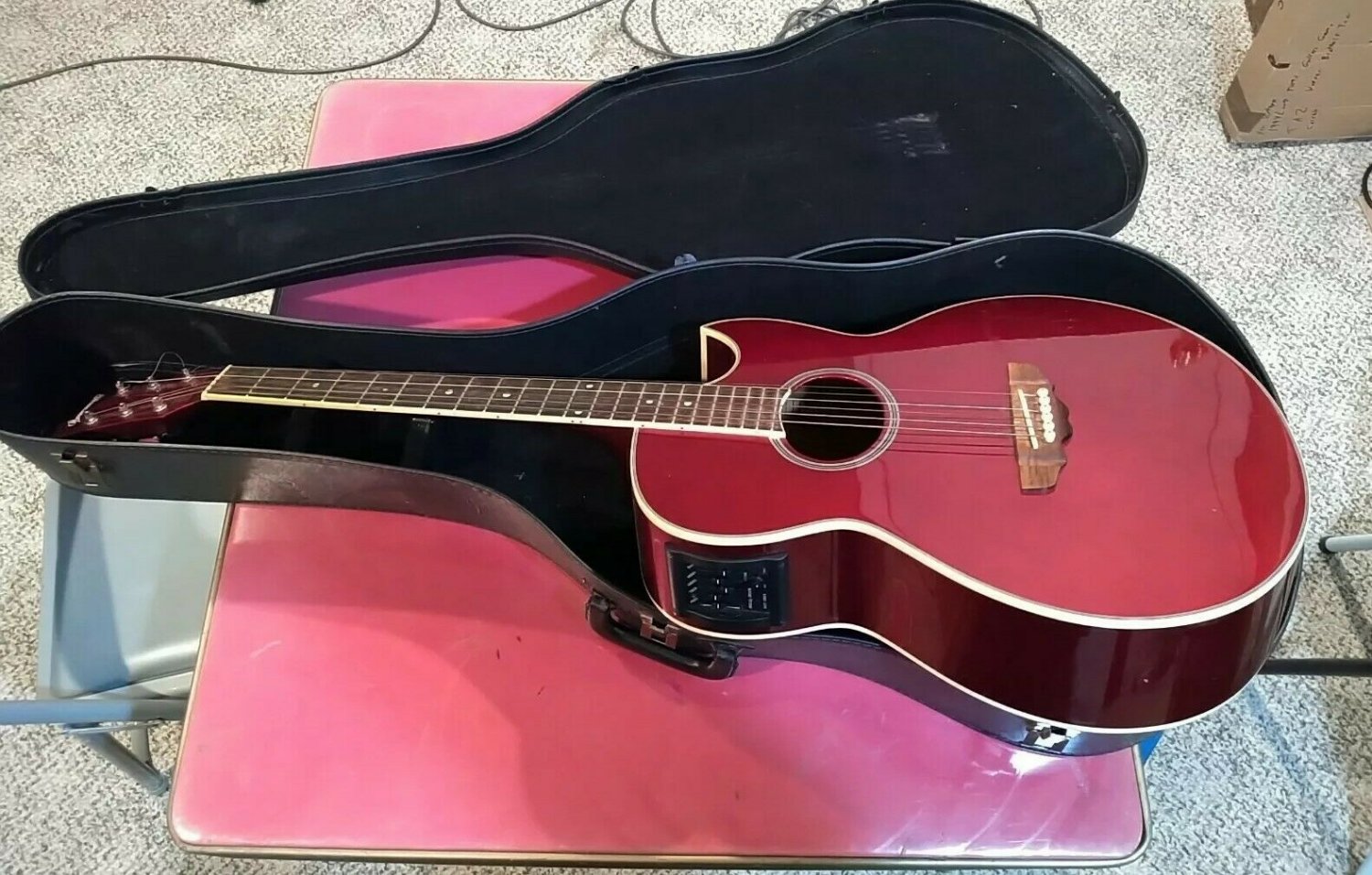 Used Brownsville Acoustic Electric Guitar w/ Case With AEQ501R bass