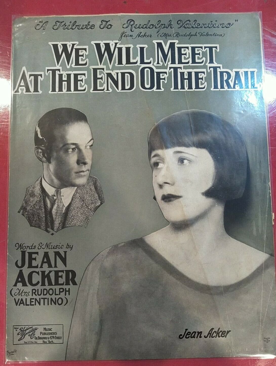 Vintage 1926 We Will Meet At The End of The Trail Valentino Acker music sheets