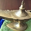 Vintage Antique Brass Genie Lamp Made In India Saudi Arabia Etched Design 1 wish