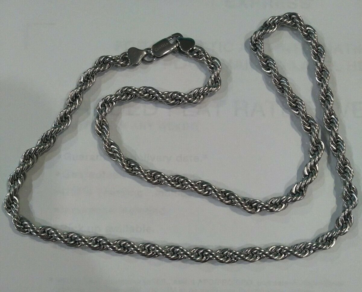 24" Stainless Steel Chisel 4.0mm White Rope Chain Necklace Jewelry Lobster Clasp