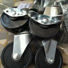 3" Heavy Duty Caster Wheels Locking Metal Swivel threaded stem Rubber Set of 16