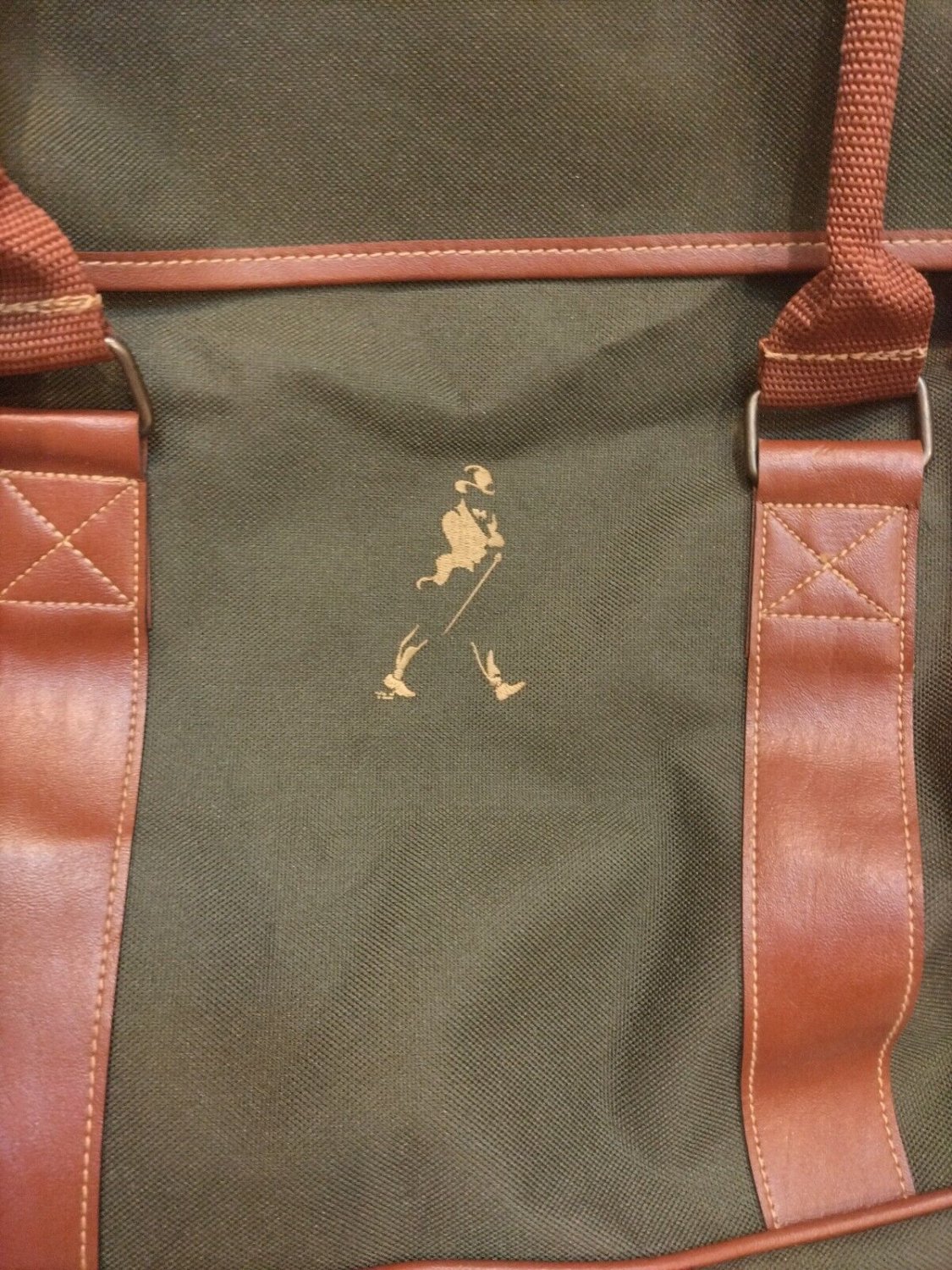 Green & Brown Zippered Johnnie Walker Whisky Traveller Leather Duffel Bag Rustic