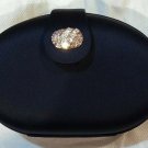 Vintage Vanessa Black Satin Evening Bag Clutch strap antique oval snap magnetic