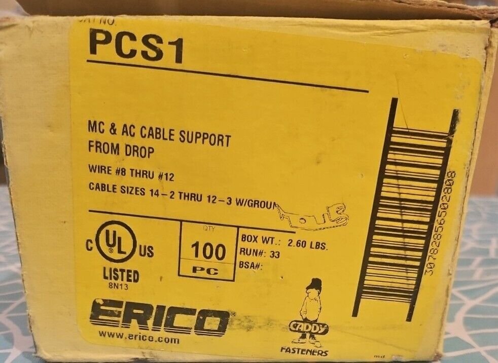 Caddy Steel PCS1 MC & AC Cable Conduit Drop Wire Clip (72 pcs) wire #8 thru #12