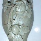 vintage Chinese light comes through Vase Carved Soapstone Sculpture Lotus Floral