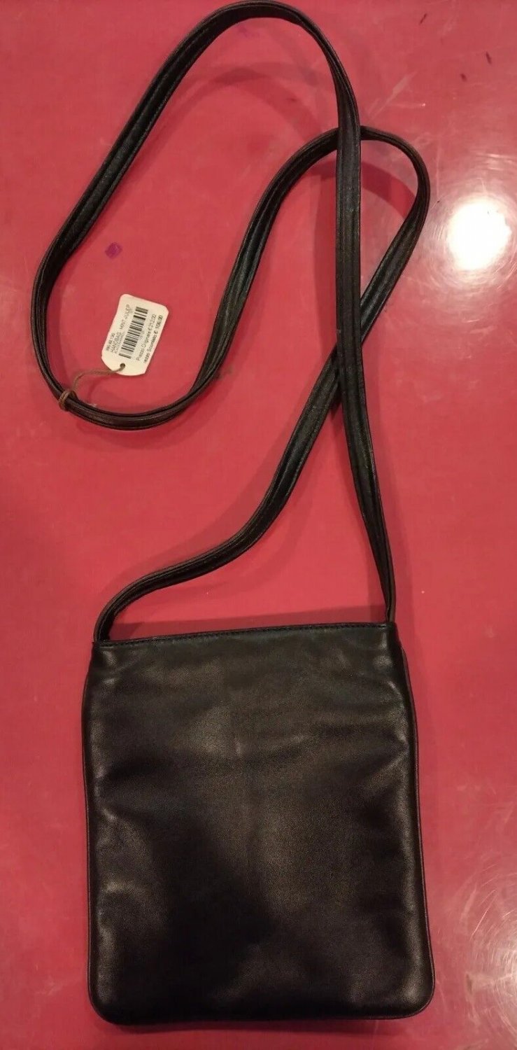 Vintage LOEWE Crossbody lambskin leather Shoulder Black Maroon bag handbag NWT