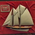Vintage Rheingold 3-D Felt Background Sailboat Advertising Display Hanging Sign