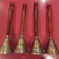 Vintage Set of 4 Brass Servant Bells Each Sounds Different India Wooden handles