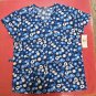 Medical Uniform Scrubs Womens Top Wrap blue white navy circles Pockets all sizes