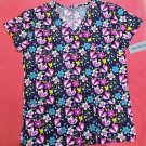 Teal Medical Uniform Scrubs Womens Top Floral Butterfly Pockets wear all sizes