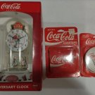 NEW IN BOX Coca Cola DINER ANNIVERSARY CLOCK Dome Rotating Dancers + coasters