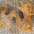 Vintage hand carved wooden dragon rare chinese figure table statue ornament Fire