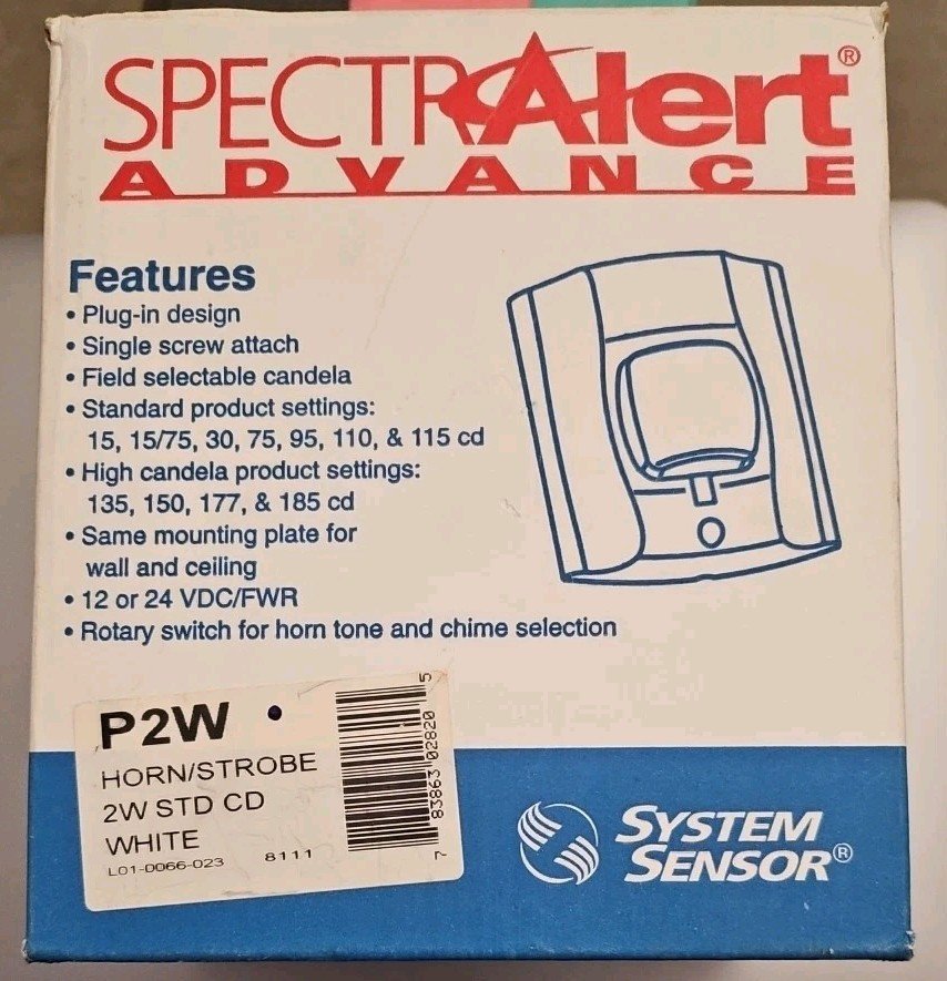 New System Sensor P2W OutDoor  Horn Strobe White Spectra Alert Advance 2W STD CD