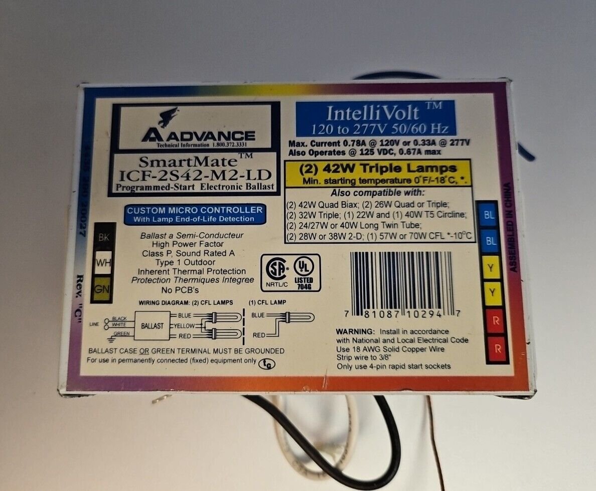 NOS AAdvance Smartmate ICF-2S42-M2-LD Intellivolt Start Electronic Ballast