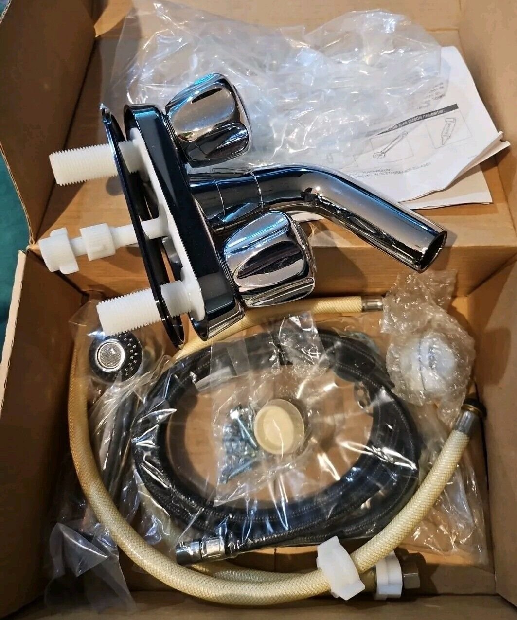 New Open Box Centerset 2 Handle Pull Out Sprayer Laundry Faucet Kit SKU # 140201