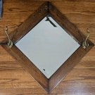 Heavy Wooden Victorian Antique Mission Diamond FRAME WALL GLASS MIRROR HOOK Wood