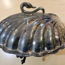 English Corp Unique Silverplate Scalloped Food Warmer Vintage Clam Shell Dish
