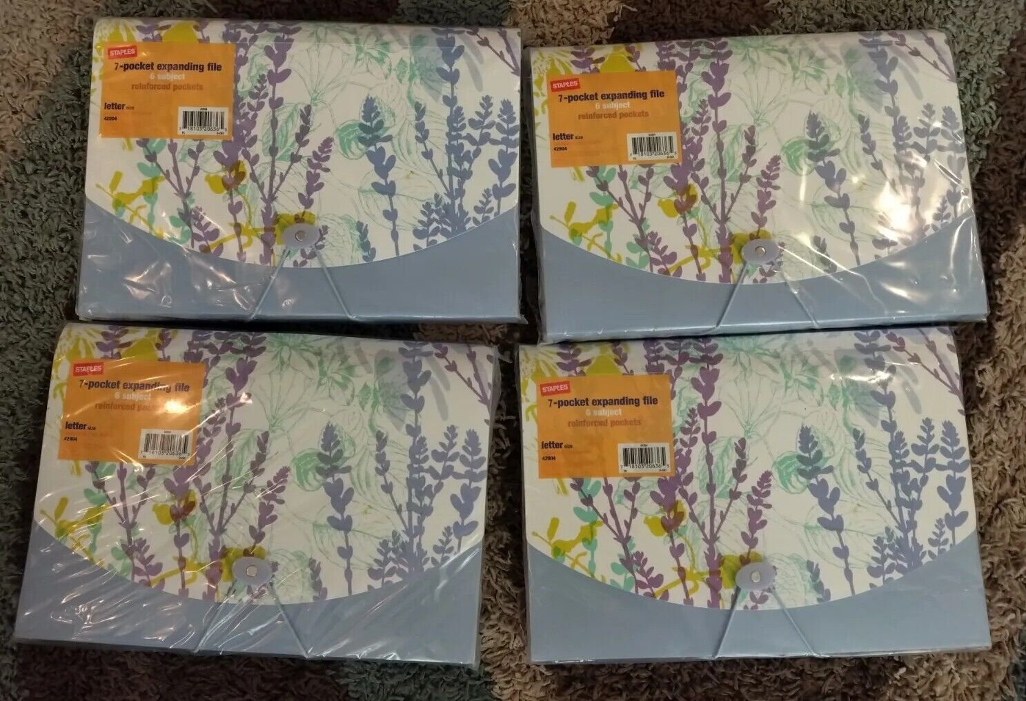 (4) 7 Reinforced Pocket Expanding Plastic File Letter Portable 6 Subject purple