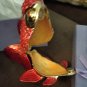 RED Tropical Fish Qifu Hinged Jewelry Trinket Box Enamel Metal Jeweled Crystals