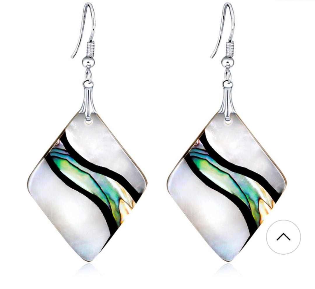 Adorable Abalone Shell Long Dangle Hook Earrings