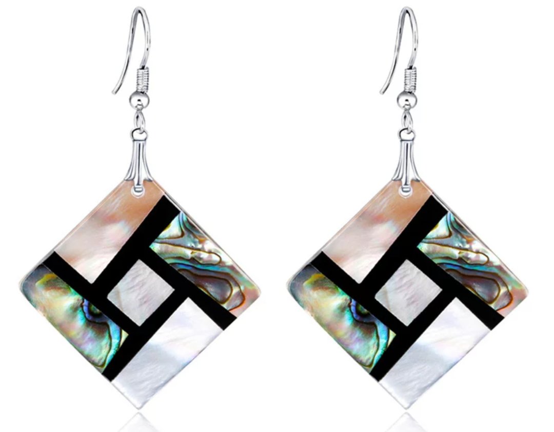 Adorable Abalone Shell Long Dangle Hook Earrings