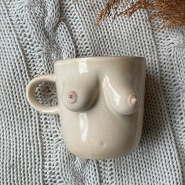 Gumenchuk Ceramics Womens Handmade Boobs Cups Mugs Beige 8 or 5.4 ounces