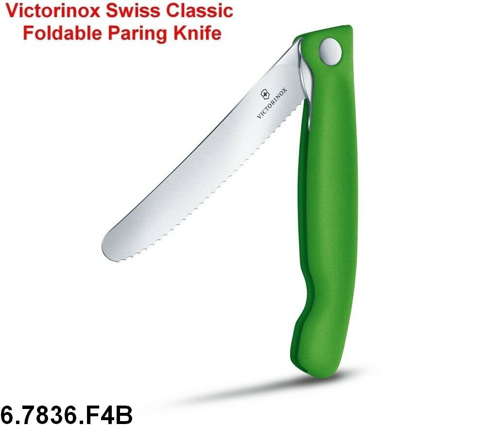 VICTORINOX CLASSIC FOLDABLE PARING KNIFE GREEN - 6.7836.F4B - SWISS ARMY KNIFE