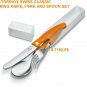 VICTORINOX CLASSIC FOLDABLE PARING KNIFE, FORK AND SPOON SET ORANGE 6.7192.F9 - SWISS ARMY KNIFE