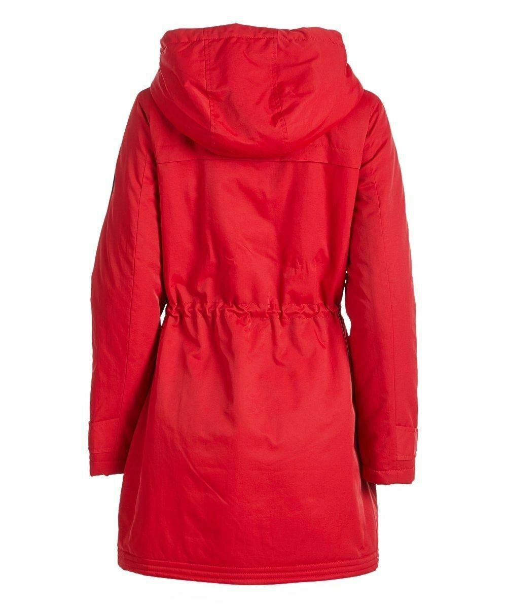 Hot Red Drawstring Waist Anorak - Women