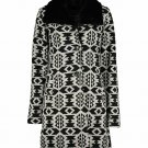 Black Geometric Fleece Jacket - Women