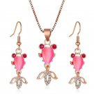 Beautiful Pink Jewelry set of Earrings and Necklace (Imitation)