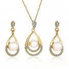 Fashion Beads Rhinestone Droplet Necklace With Stud Earrings (Imitation)